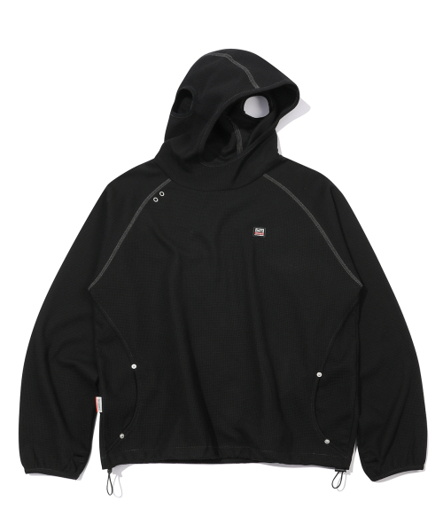 SC Waffle Iyao open‑front full‑cardigan (black)