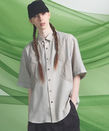 《UNISEX》Sheer ZIGZAG Switching Prime-Over Short Sleeve Shirt/シアージグザグ切替プライムオーバーショートスリーブシャツ【MAISON SPECIAL/メゾンスペシャル】