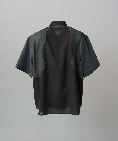 MAISON SPECIAL(メゾンスペシャル)の「《UNISEX》Sheer ZIGZAG Switching Prime-Over Short Sleeve Shirt/シアージグザグ切替プライムオーバーショートスリーブシャツ【MAISON SPECIAL/メゾンスペシャル】(シャツ/ブラウス・メンズ・グレイッシュベージュ/ブラック・2/1/0)」の14枚目の写真