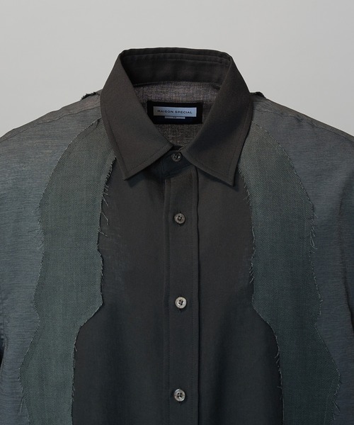 MAISON SPECIAL(メゾンスペシャル)の「《UNISEX》Sheer ZIGZAG Switching Prime-Over Short Sleeve Shirt/シアージグザグ切替プライムオーバーショートスリーブシャツ【MAISON SPECIAL/メゾンスペシャル】(シャツ/ブラウス・メンズ・グレイッシュベージュ/ブラック・2/1/0)」の15枚目の写真