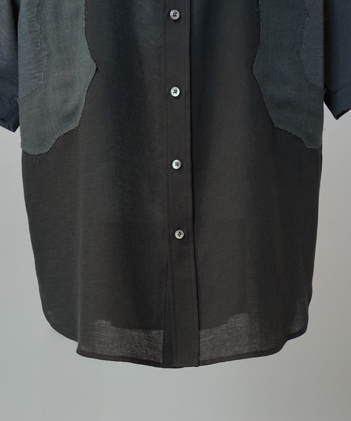 MAISON SPECIAL(メゾンスペシャル)の「《UNISEX》Sheer ZIGZAG Switching Prime-Over Short Sleeve Shirt/シアージグザグ切替プライムオーバーショートスリーブシャツ【MAISON SPECIAL/メゾンスペシャル】(シャツ/ブラウス・メンズ・グレイッシュベージュ/ブラック・2/1/0)」の16枚目の写真
