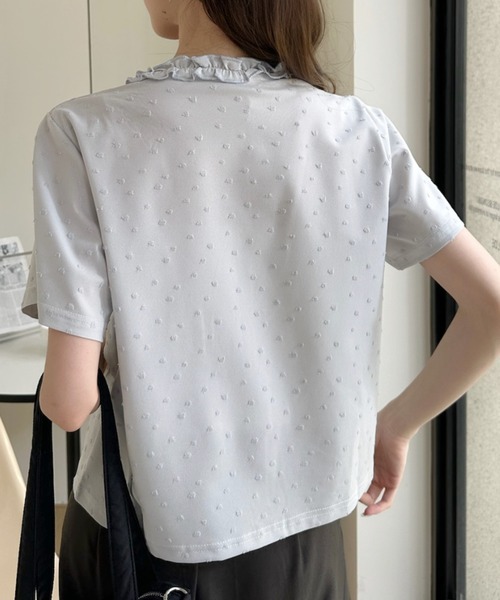 Ada.(エイダ)の「立体ドット柄 フリル前立て クルーネック 半袖 カットソー(Tシャツ/カットソー・レディース・ピンク/ブルー/アイボリー/ブラック・FREE)」の18枚目の写真