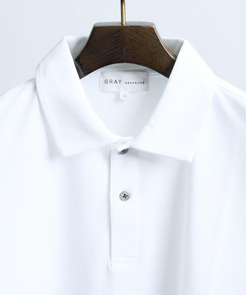 ABAHOUSE GRAY(アバハウスグレイ)の「【抗菌防臭/UVカット】シルキーポンチ 半袖ポロシャツ(ポロシャツ・メンズ・ホワイト/サックスブルー/チャコールグレー/ブラック/グレイッシュベージュ/モスグリーン・50/48/46/44)」の16枚目の写真