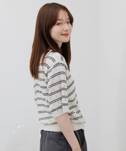 RETRO GIRL(レトロガール)の「ボーダー襟ニット(ニット/セーター・レディース・イエロー系/ナチュラル/ブラック・FREE)」の7枚目の写真