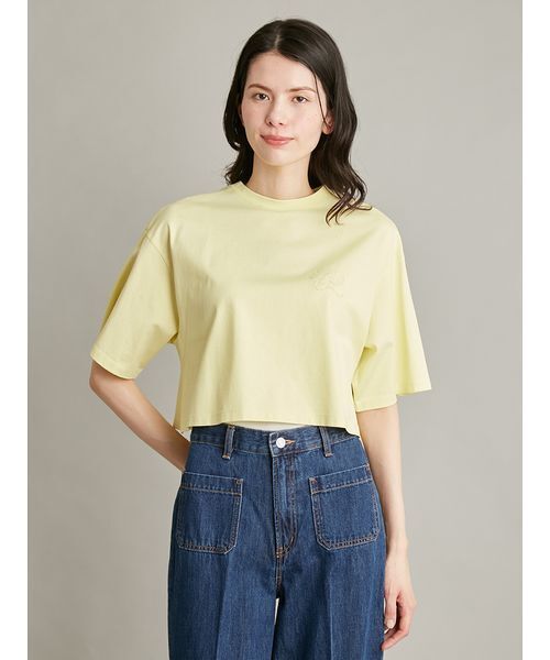 Mila Owen(ミラオーウェン)の「【接触冷感】ハイラインモノグラムTシャツ(Tシャツ/カットソー・レディース・ホワイト/ピンク/ダークブラウン/ブラウン/ライム/ブラック・1/0)」の5枚目の写真