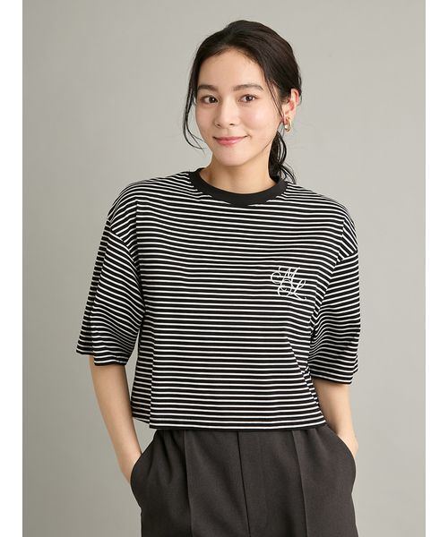 Mila Owen(ミラオーウェン)の「【接触冷感】ハイラインモノグラムTシャツ(Tシャツ/カットソー・レディース・ホワイト/ピンク/ダークブラウン/ブラウン/ライム/ブラック・1/0)」の16枚目の写真