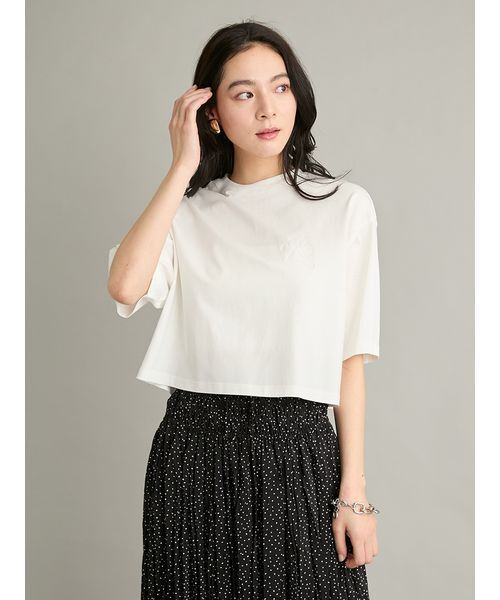 Mila Owen(ミラオーウェン)の「【接触冷感】ハイラインモノグラムTシャツ(Tシャツ/カットソー・レディース・ホワイト/ピンク/ダークブラウン/ブラウン/ライム/ブラック・1/0)」の20枚目の写真