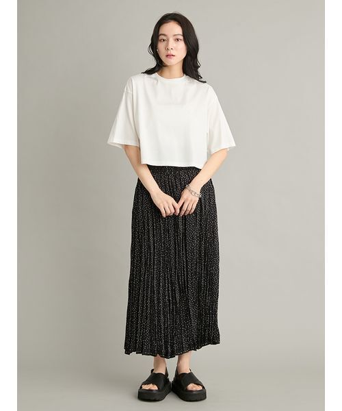 Mila Owen(ミラオーウェン)の「【接触冷感】ハイラインモノグラムTシャツ(Tシャツ/カットソー・レディース・ホワイト/ピンク/ダークブラウン/ブラウン/ライム/ブラック・1/0)」の22枚目の写真