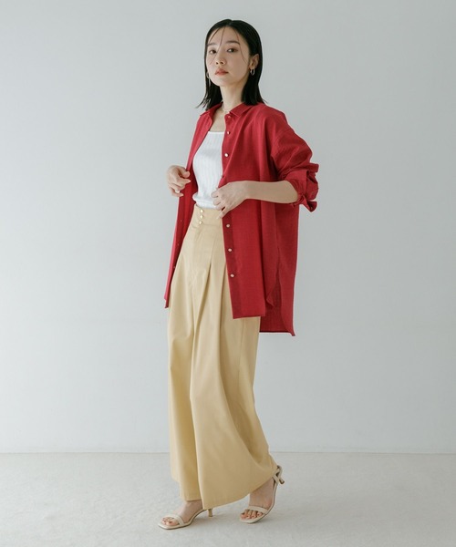 Andemiu(アンデミュウ)の「ハイウエストタックフレアパンツ653128(その他パンツ・レディース・ブラック/ベージュ・SMALL/MEDIUM)」の4枚目の写真
