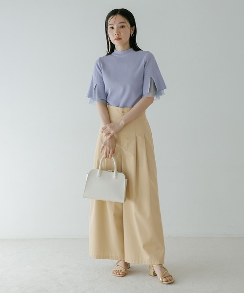 Andemiu(アンデミュウ)の「ハイウエストタックフレアパンツ653128(その他パンツ・レディース・ブラック/ベージュ・SMALL/MEDIUM)」の7枚目の写真