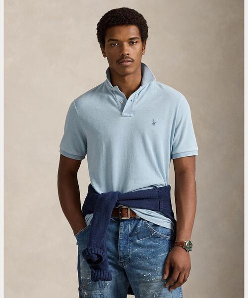 RRL Ralph Lauren ポロシャツ インディゴ M クラシック フィット インディゴ メッシュ ポロシャツ（ポロシャツ