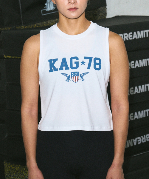 KHAKI GRADO(カーキグラド)の「K.A.G 78 クロップレギュラーフィットスリーブレス (ホワイト)(Tシャツ/カットソー・レディース・その他・SMALL/MEDIUM/LARGE)」の1枚目の写真