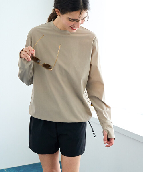FREAK'S STORE(フリークスストア)の「限定展開 ラッシュガード セット(トップス・パンツ)(ラッシュガード・レディース・ベージュ/チャコールグレー/サックスブルー/ブルーグリーン/ブラック・SMALL/MEDIUM)」の8枚目の写真