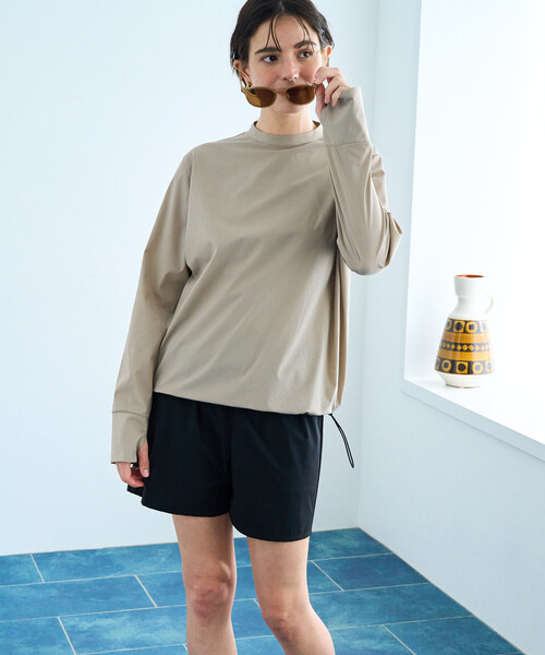 FREAK'S STORE(フリークスストア)の「限定展開 ラッシュガード セット(トップス・パンツ)(ラッシュガード・レディース・ベージュ/チャコールグレー/サックスブルー/ブルーグリーン/ブラック・SMALL/MEDIUM)」の14枚目の写真