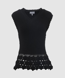 GANNI | Fine Cotton Rib Crochet Vest(ベスト)
