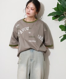 BRODIAEA ロゴ切り替え半袖スムースＴシャツ