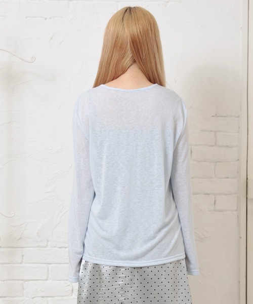 LiLIN(リリン)の「ソリッドカラー ヘンリーネック スムース 長袖 カットソー(Tシャツ/カットソー・レディース・イエロー/ブラック/ブルー/ホワイト・FREE)」の15枚目の写真
