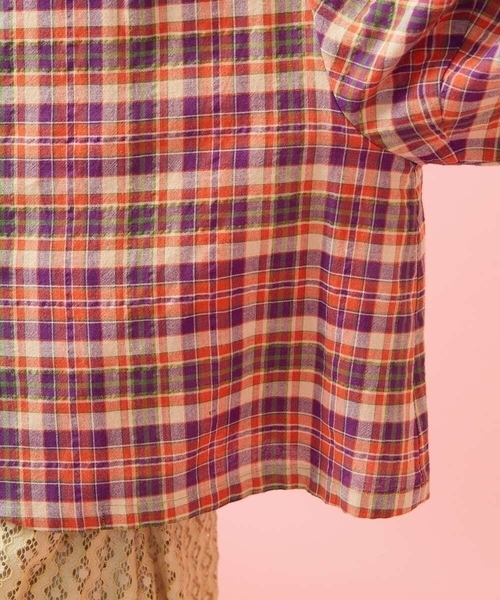 Jocomomola(ホコモモラ)の「Dulcinea チェックフラワースカラップ刺繍ブラウス(シャツ/ブラウス・レディース・グリーン/オレンジ・40)」の12枚目の写真