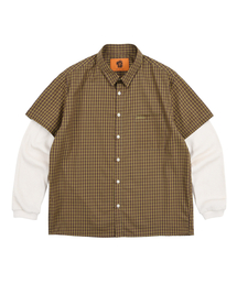 ERSCO（イーアルエスコ）の「ロングスリーブチェックシャツ_オリーブ（シャツ/ブラウス）」