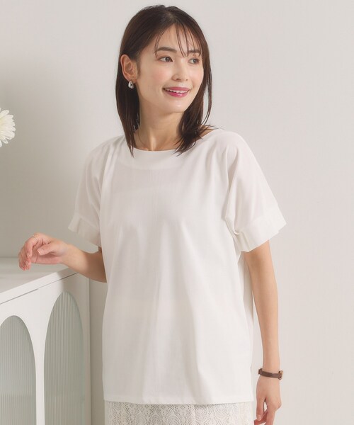 ITS'DEMO(イッツデモ)の「【汗染み防止/冷感/UV】袖口タックトップス(Tシャツ/カットソー・レディース・オフホワイト/ブラック/ピンク/グリーン系・00)」の2枚目の写真