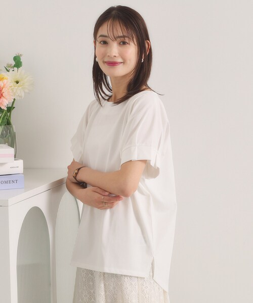 ITS'DEMO(イッツデモ)の「【汗染み防止/冷感/UV】袖口タックトップス(Tシャツ/カットソー・レディース・オフホワイト/ブラック/ピンク/グリーン系・00)」の5枚目の写真