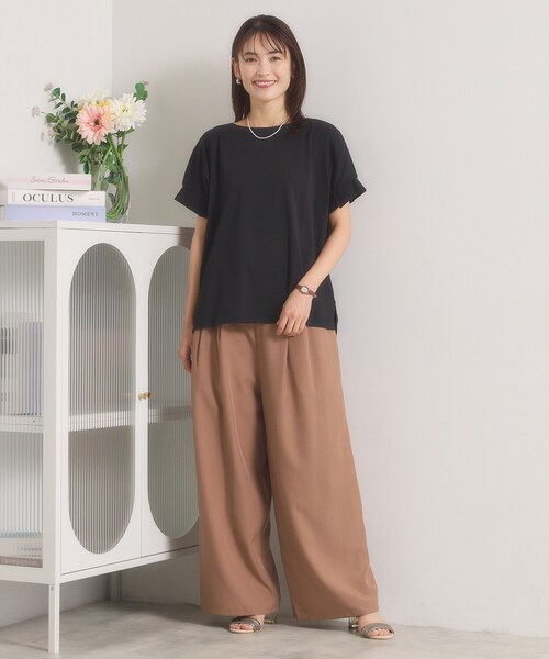 ITS'DEMO(イッツデモ)の「【汗染み防止/冷感/UV】袖口タックトップス(Tシャツ/カットソー・レディース・オフホワイト/ブラック/ピンク/グリーン系・00)」の10枚目の写真
