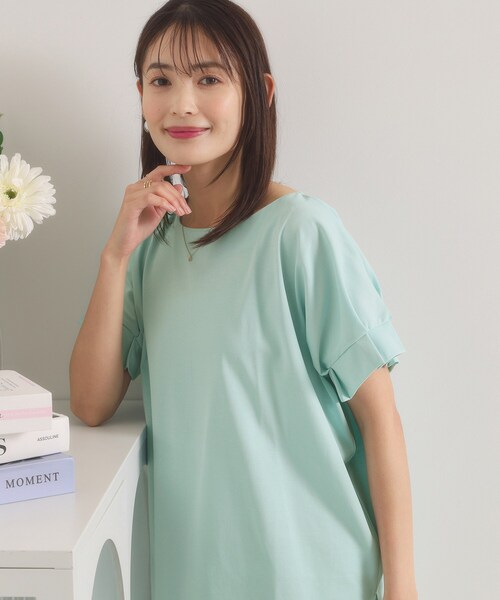 ITS'DEMO(イッツデモ)の「【汗染み防止/冷感/UV】袖口タックトップス(Tシャツ/カットソー・レディース・オフホワイト/ブラック/ピンク/グリーン系・00)」の13枚目の写真