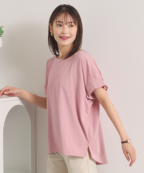 ITS'DEMO(イッツデモ)の「【汗染み防止/冷感/UV】袖口タックトップス(Tシャツ/カットソー・レディース・オフホワイト/ブラック/ピンク/グリーン系・00)」の17枚目の写真