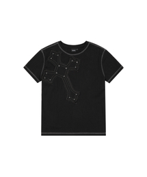AAKAM | Big Patch CROS2 Half Top (Black)(Tシャツ/カットソー)