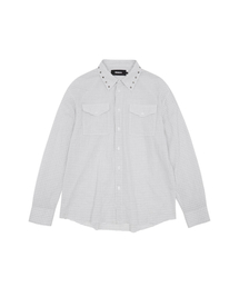 STUDDED CHECK SHIRT [WHITE]