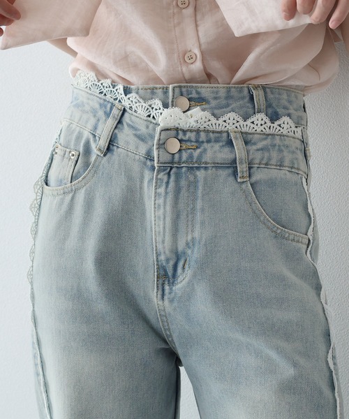BLUEEAST(ブルーイースト)の「《2サイズ展開》トリムレースデニム(デニムパンツ・レディース・ブルー・LARGE/MEDIUM)」の7枚目の写真