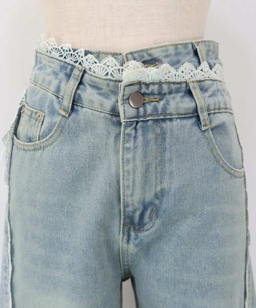 BLUEEAST(ブルーイースト)の「《2サイズ展開》トリムレースデニム(デニムパンツ・レディース・ブルー・LARGE/MEDIUM)」の15枚目の写真