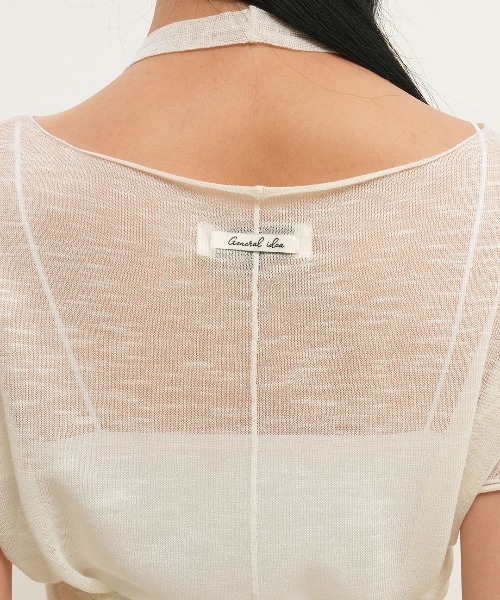 GENERAL IDEA(ジェネラルアイデア)の「【GENERAL IDEA】 シースルーレイヤードニットセット / SEE THROUGH HALTER NECK LAYERED KNIT SET(Tシャツ/カットソー・レディース・ブラック/アイボリー/ピンク・S/L/M)」の6枚目の写真