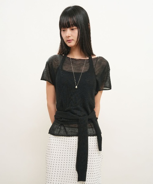 GENERAL IDEA(ジェネラルアイデア)の「【GENERAL IDEA】 シースルーレイヤードニットセット / SEE THROUGH HALTER NECK LAYERED KNIT SET(Tシャツ/カットソー・レディース・ブラック/アイボリー/ピンク・S/L/M)」の11枚目の写真