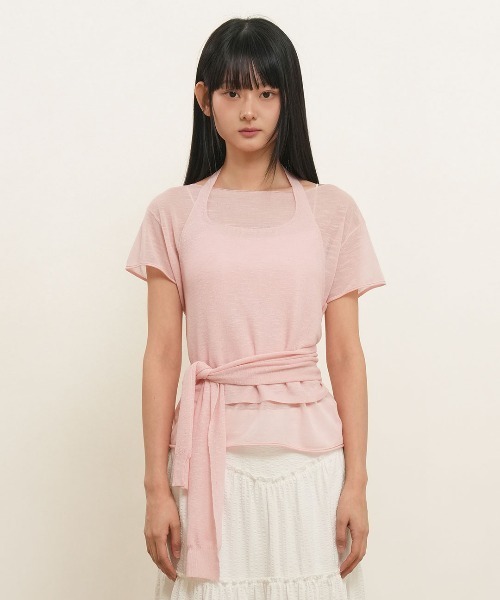 GENERAL IDEA(ジェネラルアイデア)の「【GENERAL IDEA】 シースルーレイヤードニットセット / SEE THROUGH HALTER NECK LAYERED KNIT SET(Tシャツ/カットソー・レディース・ブラック/アイボリー/ピンク・S/L/M)」の18枚目の写真