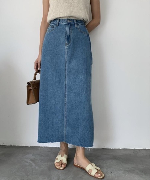BIRTHDAY BASH（バースデイバッシュ）の「DENIM SLIT SKIRT in SHORT PANTS（デニムスリットスカートインショートパンツ）（スカート・レディース・ブルー/ブラック・SMALL/MEDIUM/LARGE）」の7枚目の写真
