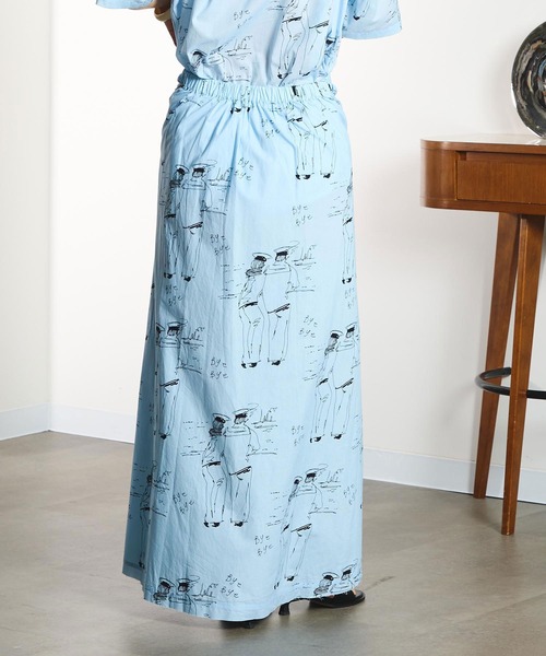 INDIA IS BEAUTIFUL（インディアイズビューティフル）の「【ROSE BUD別注】INDIA IS BEAUTIFUL/PRINTED SKIRT（スカート・レディース・ブラック/ブルー・ONE SIZE）」の8枚目の写真