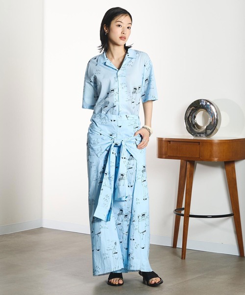INDIA IS BEAUTIFUL（インディアイズビューティフル）の「【ROSE BUD別注】INDIA IS BEAUTIFUL/PRINTED SKIRT（スカート・レディース・ブラック/ブルー・ONE SIZE）」の9枚目の写真