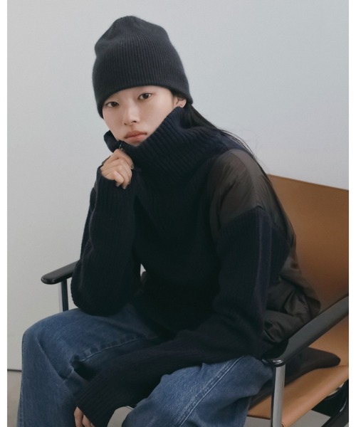 anuke(アンヌーク)の「Raccoon Knit Beanie(ニットキャップ/ビーニー・レディース・アイボリー/ラベンダー/オリーブ/チャコールグレー・FREE)」の12枚目の写真