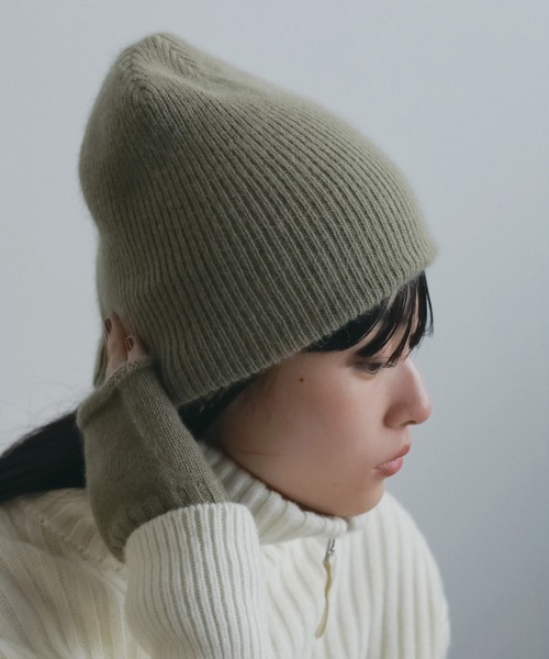 anuke(アンヌーク)の「Raccoon Knit Beanie(ニットキャップ/ビーニー・レディース・アイボリー/ラベンダー/オリーブ/チャコールグレー・FREE)」の7枚目の写真