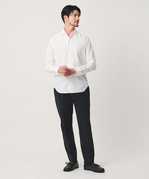 【WEB限定 WARDROBE SMART】コットン ワイドカラー スキッパー シャツ
