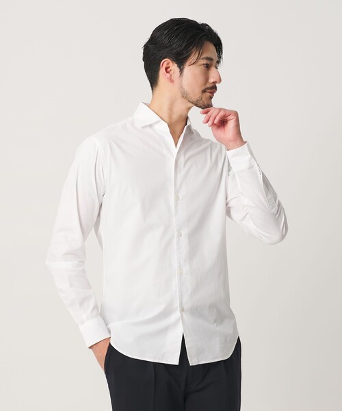 【WEB限定 WARDROBE SMART】コットン ワイドカラー スキッパー シャツ