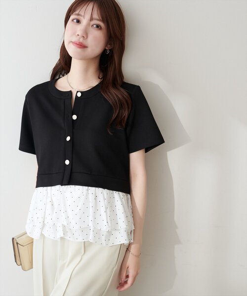 natural couture(ナチュラルクチュール)の「ソフトダンボールドッキングペプラムTOPS(Tシャツ/カットソー・レディース・オフホワイト/ブラウン/ブラック/ネイビー・FREE)」の3枚目の写真