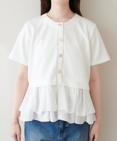 natural couture(ナチュラルクチュール)の「ソフトダンボールドッキングペプラムTOPS(Tシャツ/カットソー・レディース・オフホワイト/ブラウン/ブラック/ネイビー・FREE)」の10枚目の写真