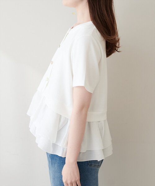 natural couture(ナチュラルクチュール)の「ソフトダンボールドッキングペプラムTOPS(Tシャツ/カットソー・レディース・オフホワイト/ブラウン/ブラック/ネイビー・FREE)」の11枚目の写真