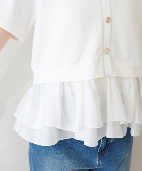 natural couture(ナチュラルクチュール)の「ソフトダンボールドッキングペプラムTOPS(Tシャツ/カットソー・レディース・オフホワイト/ブラウン/ブラック/ネイビー・FREE)」の15枚目の写真