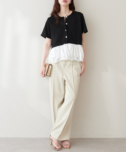 natural couture(ナチュラルクチュール)の「ソフトダンボールドッキングペプラムTOPS(Tシャツ/カットソー・レディース・オフホワイト/ブラウン/ブラック/ネイビー・FREE)」の22枚目の写真