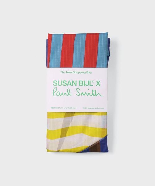 Paul Smith(ポールスミス)の「Susan Bijl x Paul Smith "The New Shopping Bag" Medium【553451 BIJLM】(エコバッグ/サブバッグ・メンズ・ベージュ/ライトインディゴブルー・FREE)」の8枚目の写真