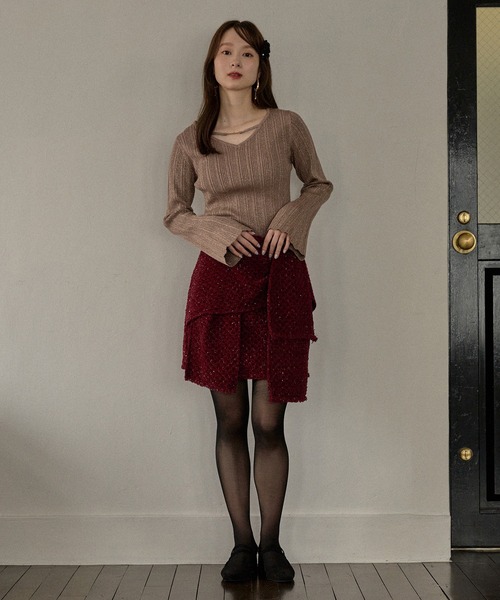 mideal(マイディール)の「flare sleeve rib knit / フレアスリーブリブニット(ニット/セーター・レディース・ボルドー/ネイビー/ブラウン・FREE)」の14枚目の写真