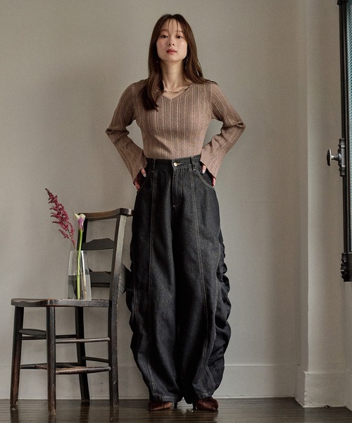 mideal(マイディール)の「flare sleeve rib knit / フレアスリーブリブニット(ニット/セーター・レディース・ボルドー/ネイビー/ブラウン・FREE)」の20枚目の写真